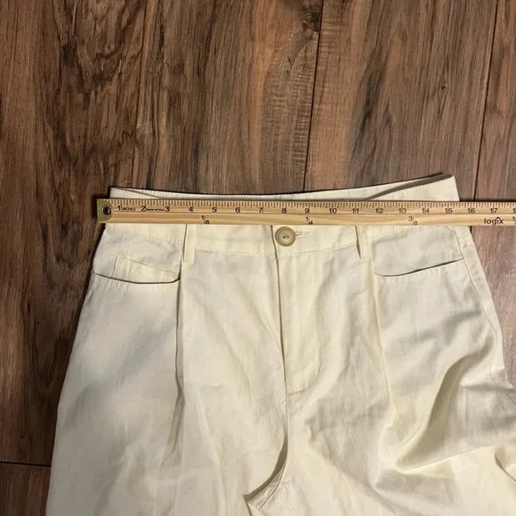 Vince Cropped Wide Leg Pants Cream Linen Blend Culotte Minimalist Size 6 - Picture 10 of 11